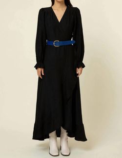 Style 1-3387409151-3855 FRNCH Black Size 0 Belt Straight Dress on Queenly