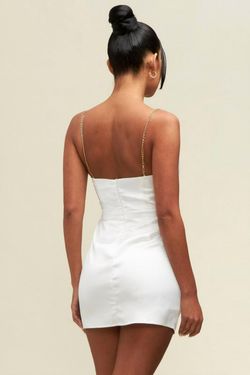 Style 1-4147195068-2696 LUXXEL White Size 12 Satin Plus Size Bachelorette Cocktail Dress on Queenly