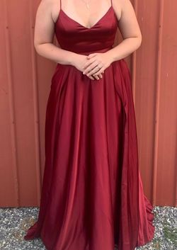 Windsor Red Size 6 Pageant Spaghetti Strap Plunge Prom Side slit Dress on Queenly