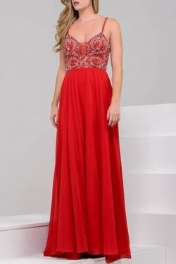 Style 33701 Jovani Red Size 2 Beaded Top Spaghetti Strap A-line Dress on Queenly