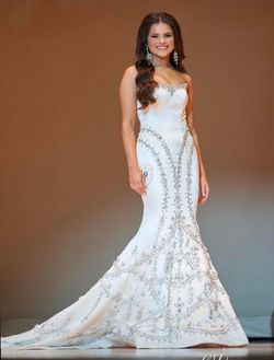 Style Couture  Sherri Hill White Size 0 Wedding Train Prom Mermaid Dress on Queenly