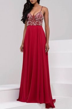 Style 33701 Jovani Red Size 00 Beaded Top Prom Burgundy A-line Dress on Queenly
