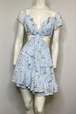 Style CM1415B Saints and Secrets Light Blue Size 6 Sorority Rush Cap Sleeve Cocktail Dress on Queenly