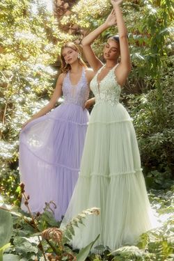 Style CDA1206 Andrea and Leo Green Size 8 A-line Tulle Cda1206 Halter Ball gown on Queenly