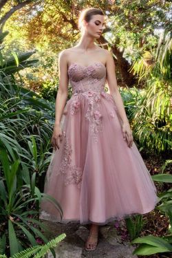 Style CDA1195 Andrea and Leo Pink Size 6 Tall Height Strapless Tulle Cocktail Dress on Queenly