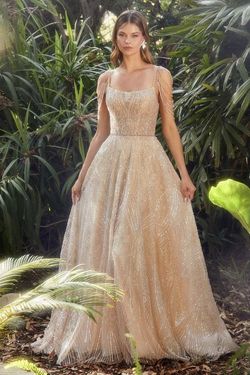 Style CDA1112 Andrea and Leo Gold Size 14 Floor Length Pageant Corset Mini Straight Dress on Queenly
