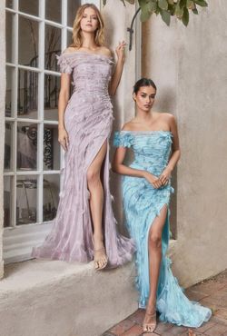 Style CDA1155 Andrea and Leo Purple Size 6 Sheer Prom Side slit Dress on Queenly