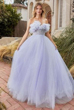 Style CDA1199 Andrea and Leo Blue Size 12 Pageant Plus Size Floor Length Tulle Prom Ball gown on Queenly