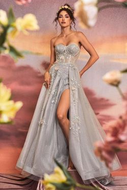 Style CDA1153 Andrea and Leo Green Size 8 Sheer Floor Length Pageant Corset Side slit Dress on Queenly