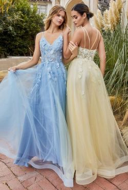 Style CDA1191 Andrea and Leo Yellow Size 4 Military Tulle Floor Length A-line Dress on Queenly