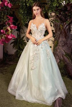 Style CDA1040 Andrea and Leo Green Size 10 Floor Length Tulle Spaghetti Strap Ball gown on Queenly