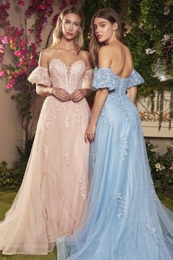 Style CDA1046 Andrea and Leo Pink Size 4 Tall Height Train Sleeves Ball gown on Queenly