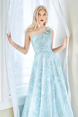 Style CDA0989 Andrea and Leo Green Size 6 Cda0989 Floral Floor Length Sequined A-line Dress on Queenly