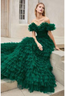 Style CDA1032 Andrea and Leo Green Size 8 Tall Height Pageant Ball gown on Queenly