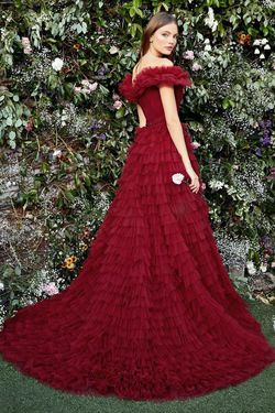 Style CDA1032 Andrea and Leo Red Size 10 Tulle Burgundy Floor Length Pageant Ball gown on Queenly