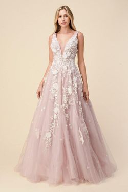 Style CDA1028 Andrea and Leo Pink Size 2 Sheer Floor Length Ball gown on Queenly