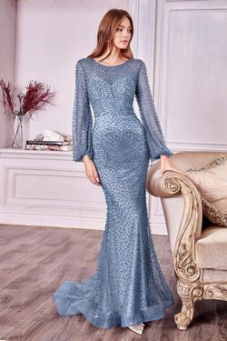 Style CDA0997 Andrea and Leo Blue Size 10 Cda0997 Sleeves Tall Height Straight Dress on Queenly