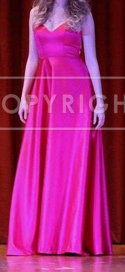 Jules and cleo Hot Pink Size 4 Spaghetti Strap Barbiecore Plunge Prom Straight Dress on Queenly