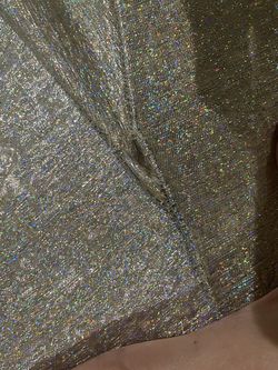Mac Duggal Gold Size 4 Glitter Prom Floor Length Side slit Dress on Queenly