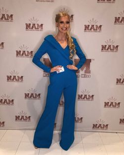 Style Custom Ashley Lauren Blue Size 2 Interview Pageant Jumpsuit Dress on Queenly