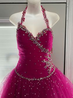 MoriLee Pink Size 4 Halter Prom Mori Lee Ball gown on Queenly