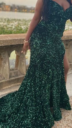 Green Size 14 Train Dress on Queenly