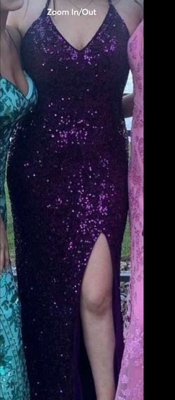 Primavera Purple Size 12 Prom Side slit Dress on Queenly