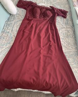 Azazie Red Size 18 Bridesmaid Side slit Dress on Queenly