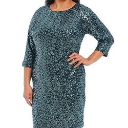 Jessica Howard Blue Size 20 Shiny Sequined Plus Size Cocktail Dress on Queenly