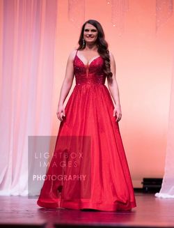 Ellie Wilde Red Size 8 Prom Tall Height Plunge Ball gown on Queenly
