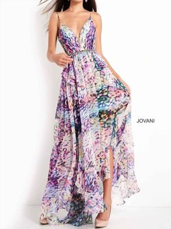 Style 1-1371008534-98 JOVANI Purple Size 10 Free Shipping Side Slit Backless Floor Length A-line Dress on Queenly