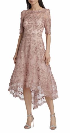 Style 1-848999665-238 Teri Jon Pink Size 12 Plus Size High Low Cocktail Dress on Queenly