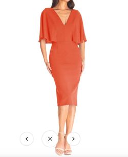 Style 1-2727764427-3236 DRESS THE POPULATION Orange Size 4 Free Shipping Cocktail Dress on Queenly