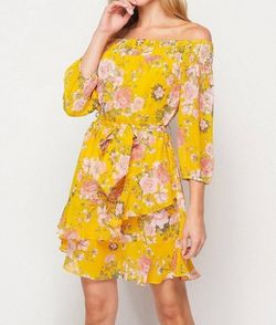 Style 1-3476610291-5498 BIG HIT FASHION Yellow Size 4 Sorority Casual Print Cocktail Dress on Queenly