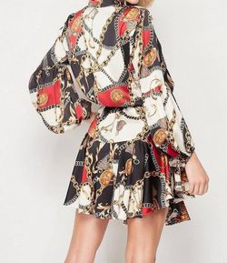 Style 1-2948503489-5498 BIG HIT FASHION Multicolor Size 4 Belt Print Tall Height Cocktail Dress on Queenly