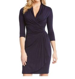 Style 1-892256251-3860 Karen Kane Blue Size 0 Long Sleeve Cocktail Dress on Queenly