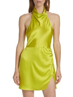 Style 1-168667103-3855 Amanda Uprichard Yellow Size 0 Halter Mini Cocktail Dress on Queenly