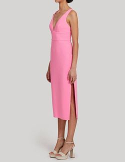 Style 1-235586638-3855 Amanda Uprichard Pink Size 0 V Neck Side Slit Tall Height Cocktail Dress on Queenly