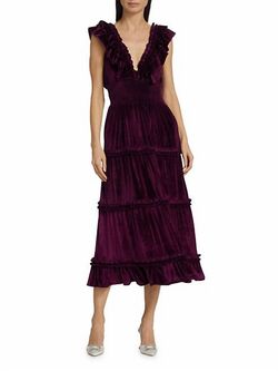 Style 1-2731790371-3236 LOVE THE LABEL Purple Size 4 Ruffles Free Shipping Velvet Cocktail Dress on Queenly