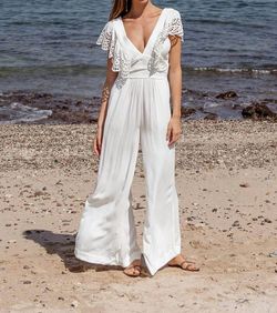 Style 1-2274427701-3236 SCARLETT POPPIES White Size 4 Free Shipping Bachelorette Ruffles Jumpsuit Dress on Queenly
