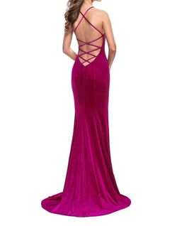 Style 1-2531013590-1901 La Femme Pink Size 6 Train Floor Length Straight Dress on Queenly