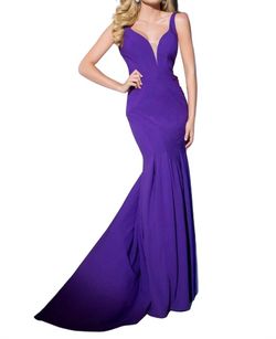 Style 1-62219478-98 Tony Bowls Purple Size 10 1-62219478-98 Floor Length Tall Height Mermaid Dress on Queenly