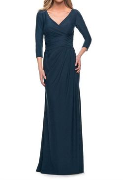 Style 1-246966791-397 La Femme Blue Size 14 Tall Height Military Straight Dress on Queenly