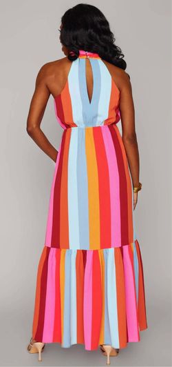 Style 1-1151055715-3472 BUDDYLOVE Multicolor Size 4 Tall Height High Neck Halter Straight Dress on Queenly