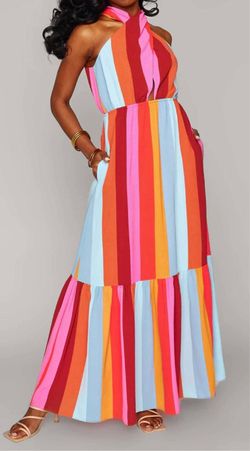 Style 1-1151055715-3472 BUDDYLOVE Multicolor Size 4 Floor Length High Neck Straight Dress on Queenly