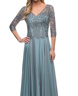 Style 1-2614814688-1901 La Femme Blue Size 6 Tall Height A-line Dress on Queenly