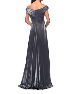 Style 1-2491294391-651 La Femme Gray Size 20 Black Tie Military Floor Length Straight Dress on Queenly