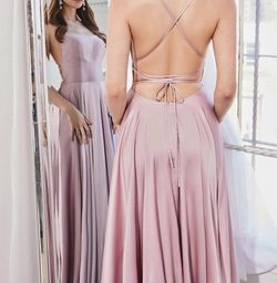 Style 1-3917876281-1901 Cinderella Divine Pink Size 6 Floor Length Free Shipping Train Corset Side slit Dress on Queenly