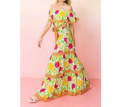 Style 1-2752219479-3236 FLYING MONKEY Multicolor Size 4 Floral Floor Length Straight Dress on Queenly