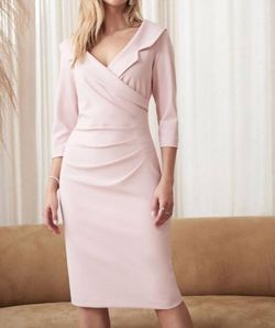Style 1-1842005475-238 Joseph Ribkoff Pink Size 12 Blazer Plus Size Spandex Cocktail Dress on Queenly